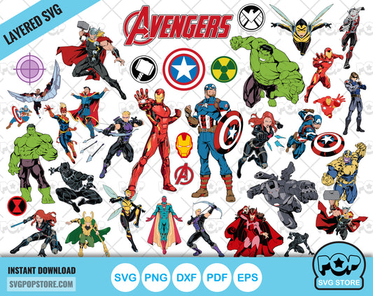 Marvel Avengers clipart bundle, Avengers svg cut files for Cricut / Silhouette, Avengers png
