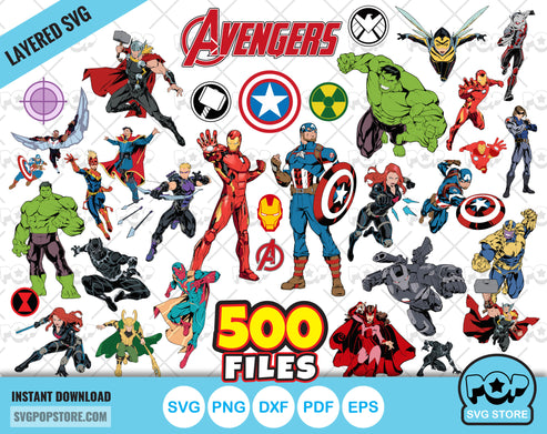 Marvel Avengers BIG BUNDLE 500 files, Avengers svg cut files for Cricu ...