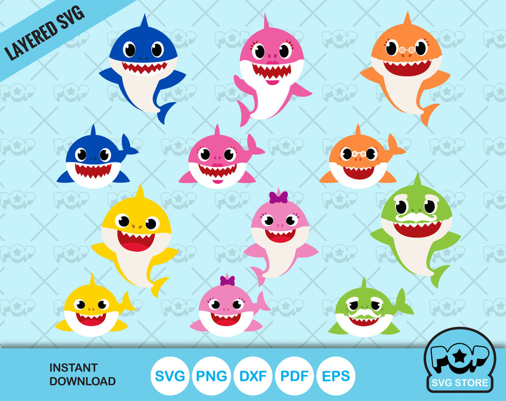 Baby Shark clipart bundle, SVG cutting files for cricut silhouette ...