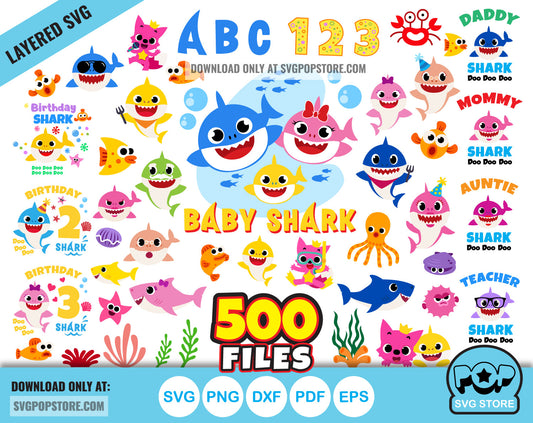 Baby Shark BIG BUNDLE 500 files + alphabet, Baby Shark svg cut files for Cricut / Silhouette, Baby Shark png N1