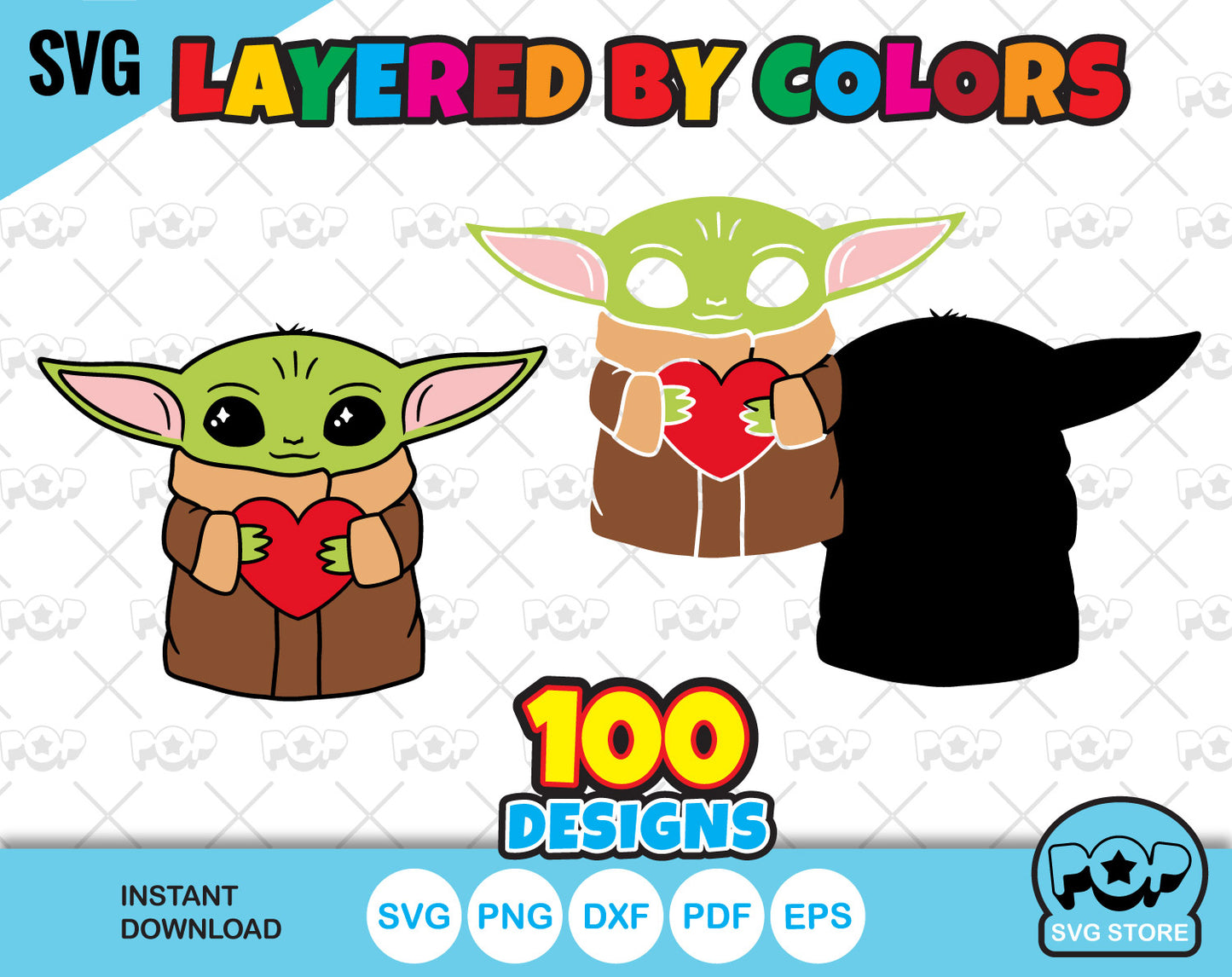 Baby Yoda 100 cliparts bundle, Baby Yoda svg cut files for Cricut / Silhouette, baby yoda png, dxf