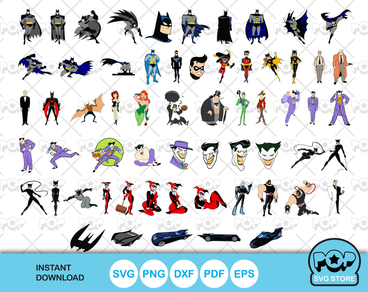 Batman 100 cliparts bundle, Batman SVG cut files for Cricut / Silhouet ...