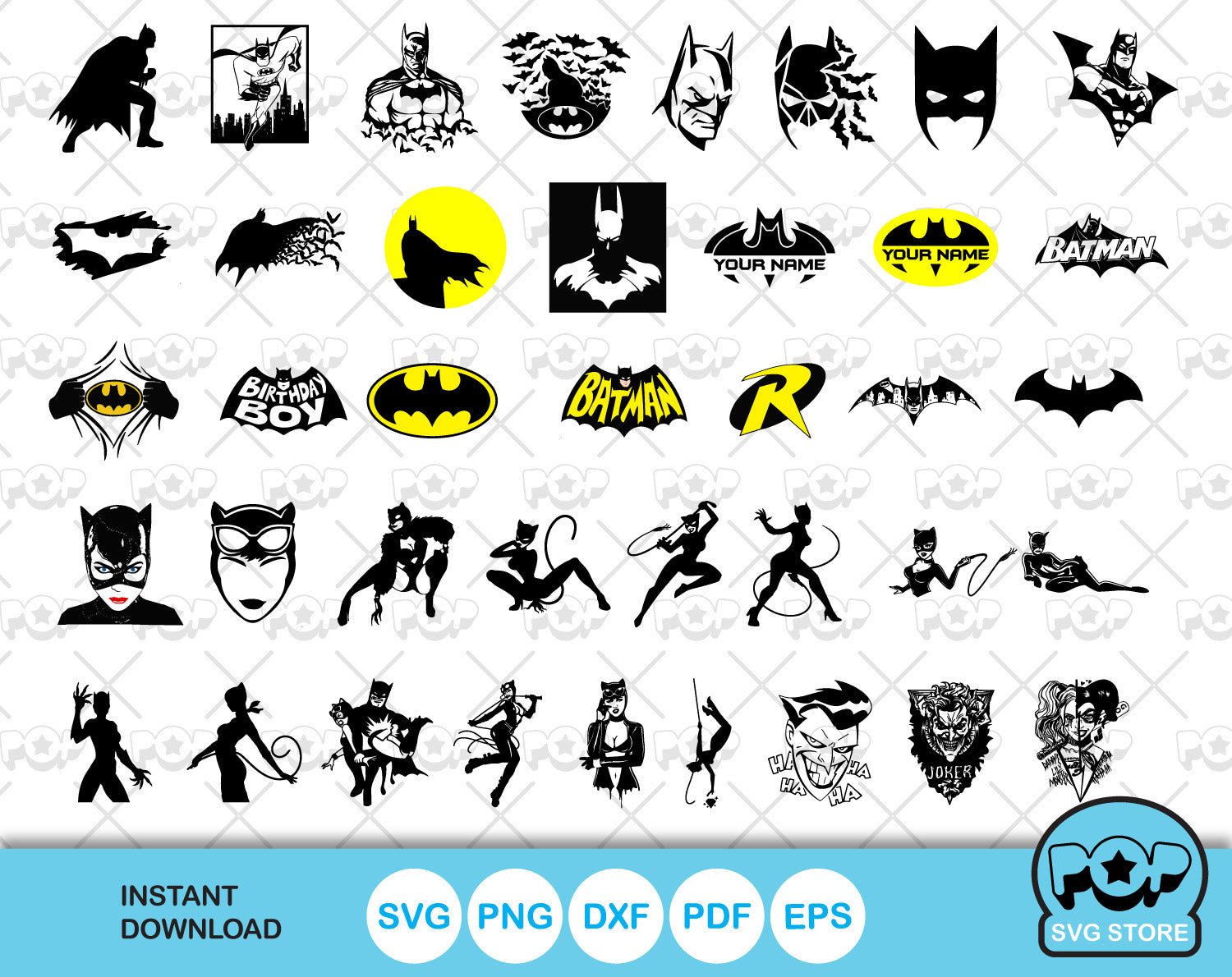Batman 100 cliparts bundle, Batman SVG cut files for Cricut / Silhouet ...