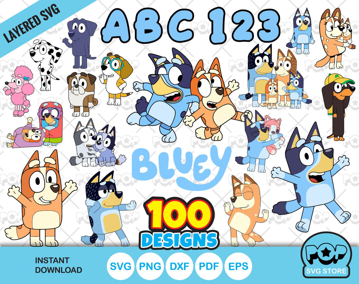 Bluey 100 cliparts bundle, SVG cutting files for cricut silhouette ...