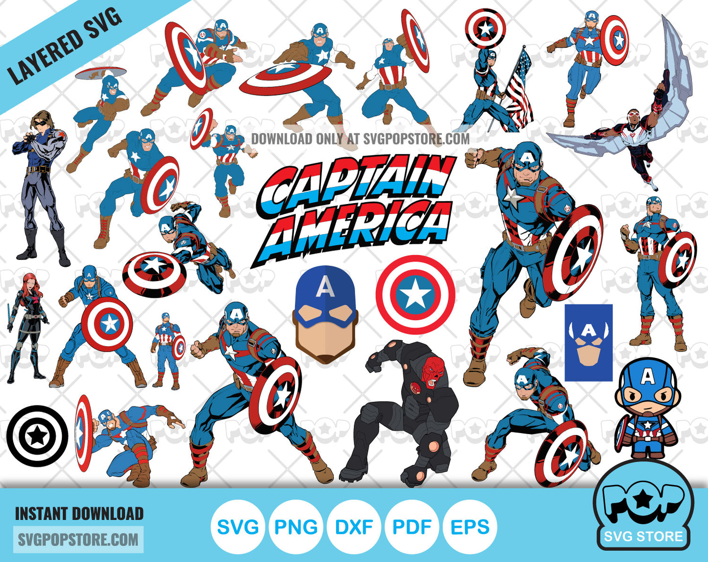 Captain America clipart bundle, Captain America SVG cut files for Cricut / Silhouette, Captain America PNG N1
