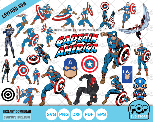Captain America clipart bundle, Captain America SVG cut files for Cricut / Silhouette, Captain America PNG N1
