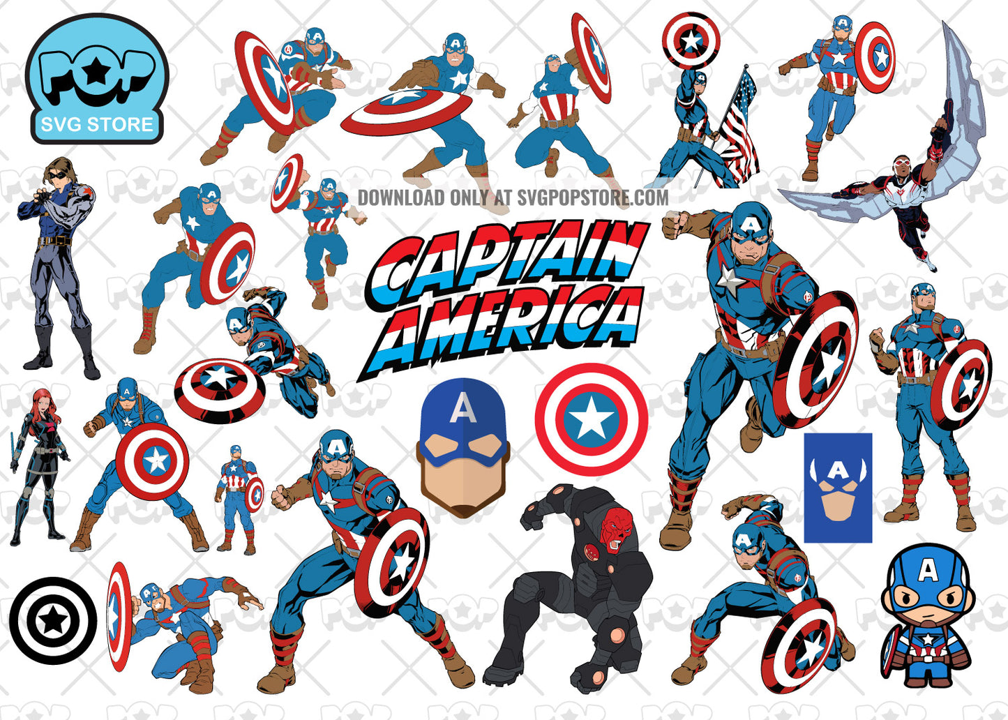 Captain America clipart bundle, Captain America SVG cut files for Cricut / Silhouette, Captain America PNG N1