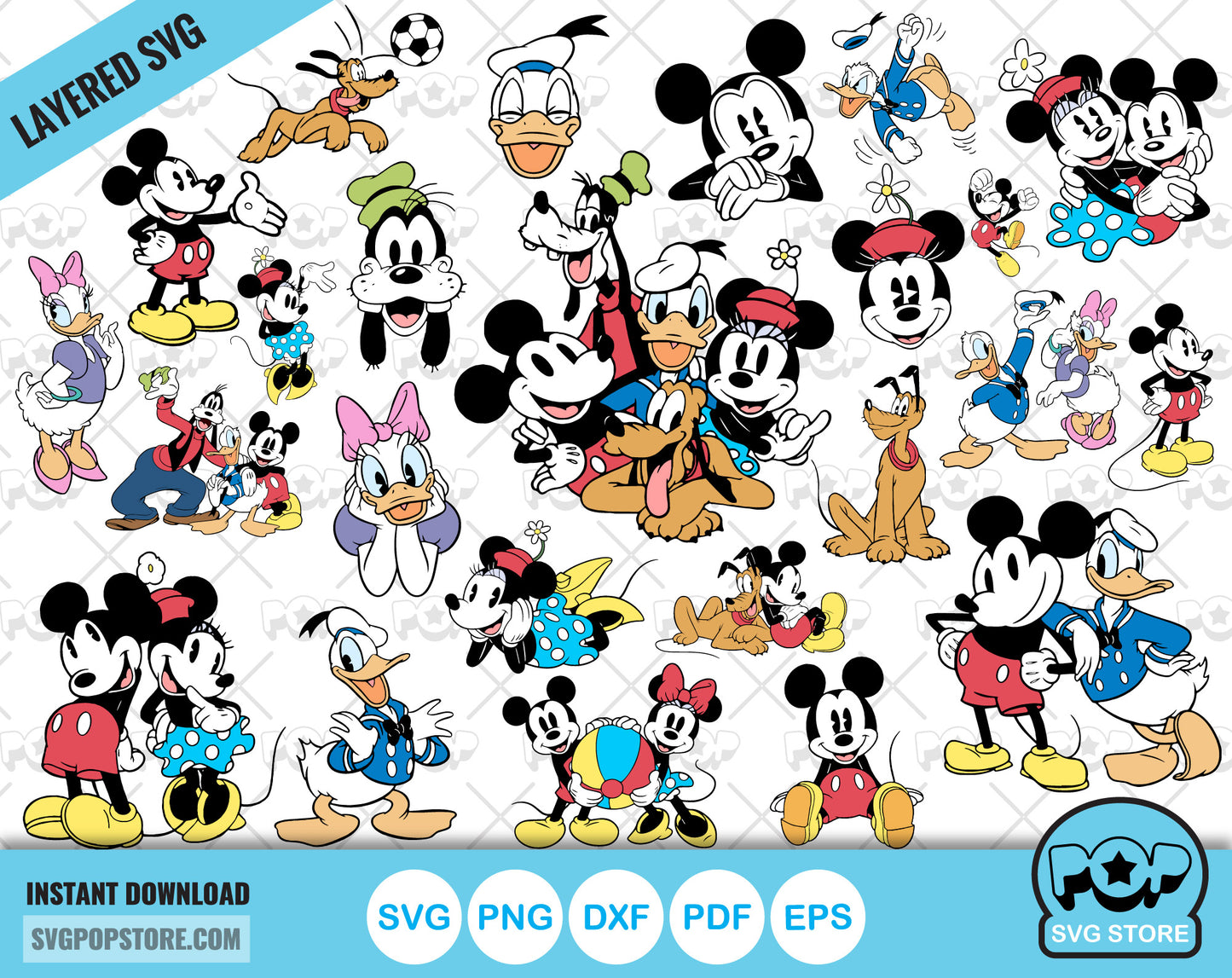 Classic Mickey and Friends clipart bundle, svg cut files for Cricut / Silhouette, Mickey & friends png