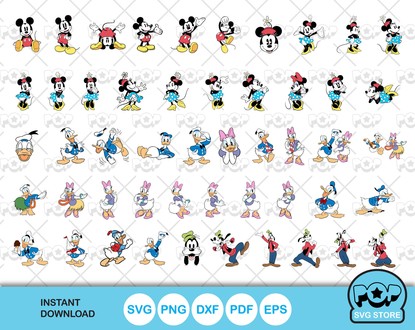 Classic Mickey and Friends BIG BUNDLE 500 files, svg cut files for Cricut / Silhouette, Mickey & friends png