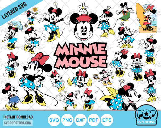Classic Minnie Mouse clipart bundle, Minnie svg cut files for Cricut / Silhouette, Minnie Mouse png