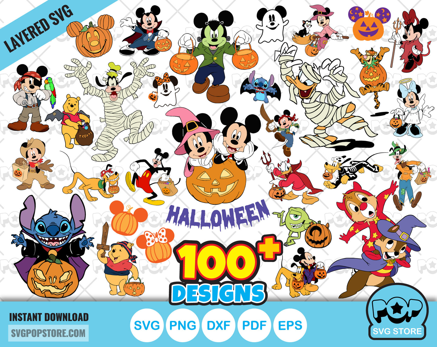 Disney Halloween 100 cliparts bundle, SVG cut files for Cricut / Silhouette,  Disney Halloween png