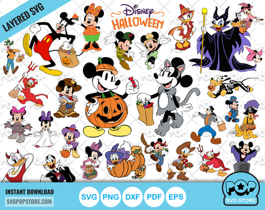 Disney Halloween clipart bundle, Mickey and Friends Halloween SVG cut files for Cricut / Silhouette, Halloween png