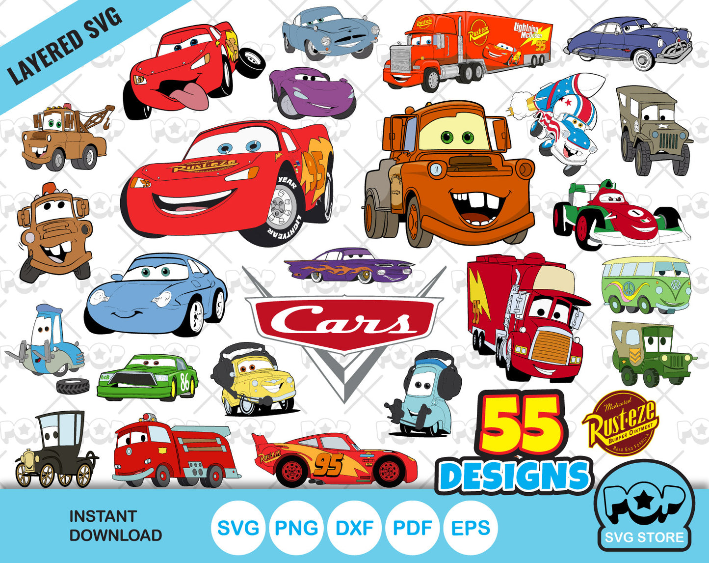 Cars clipart bundle, Disney Cars SVG cut files for Cricut / Silhouette, PNG DXF, instant download