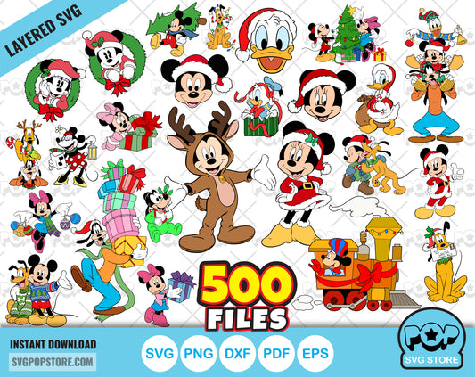 Disney Christmas BIG BUNDLE 500 files, Mickey Mouse Christmas SVG cut files for Cricut / Silhouette, PNG, instant download