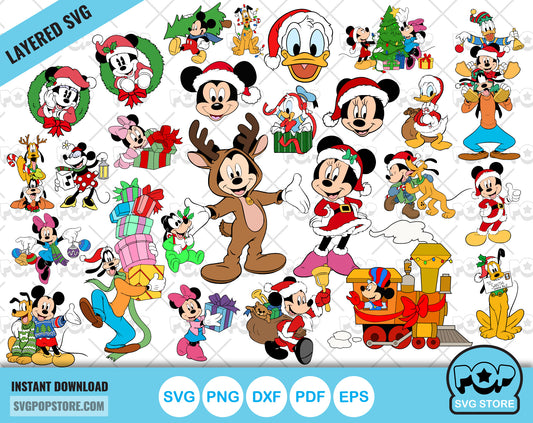 Disney Christmas Clipart Bundle, Mickey Mouse Christmas SVG cut files for Cricut / Silhouette, PNG, instant download