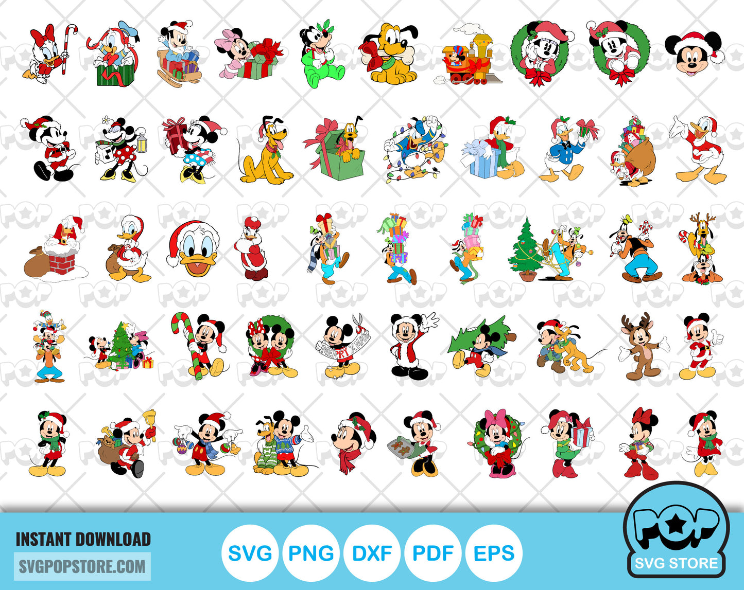 Disney Christmas Clipart Bundle, Mickey Mouse Christmas SVG cut files for Cricut / Silhouette, PNG, instant download