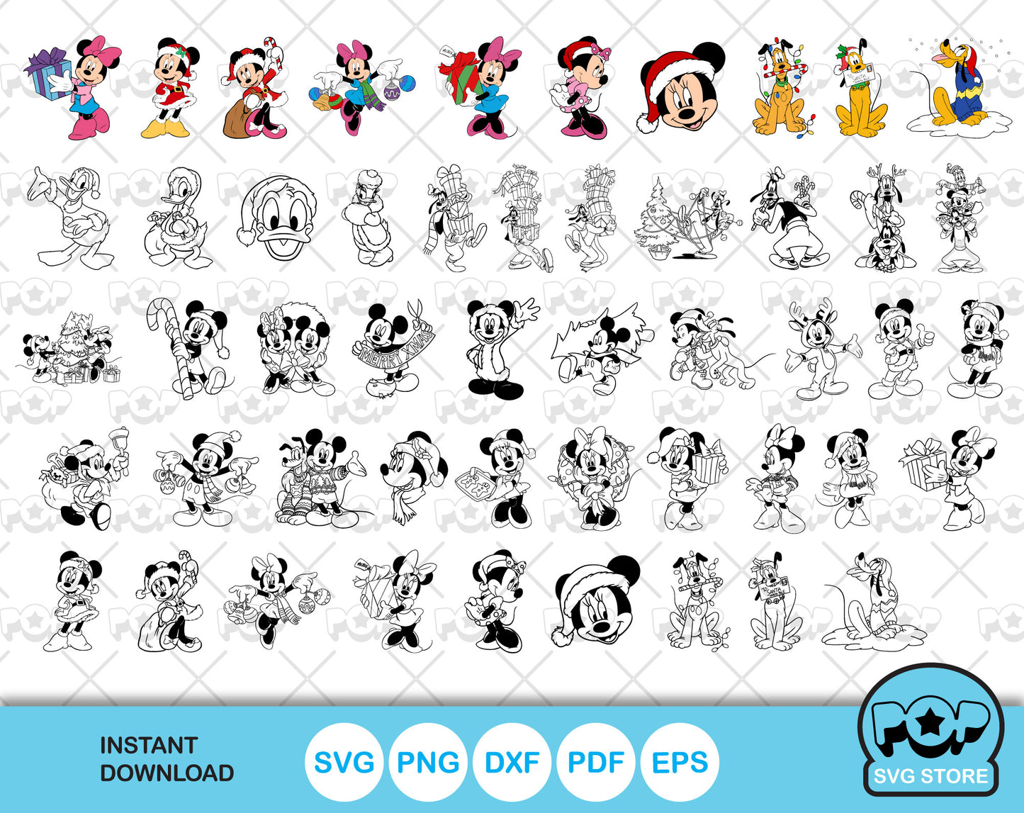 Disney Christmas new Clipart bundle, Mickey Mouse Christmas SVG cut files for Cricut / Silhouette, PNG, DXF, instant download