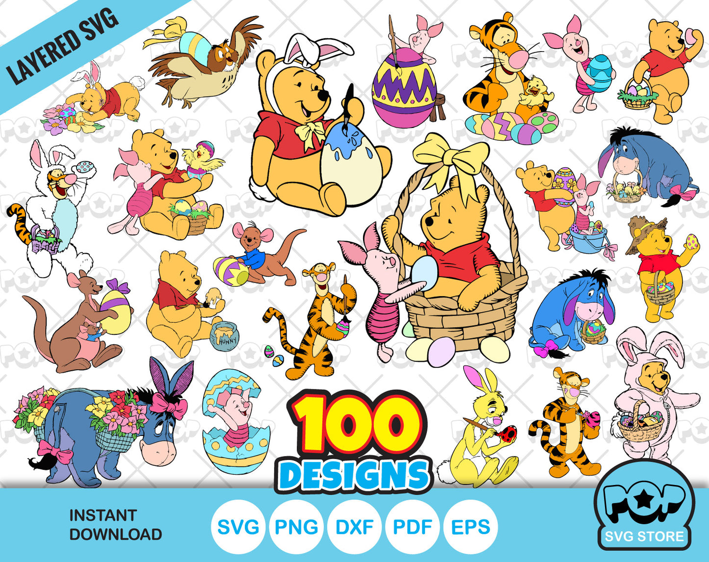 Pooh and Friends Easter clipart set, Disney Easter SVG cut files for Cricut / Silhouette, instant download