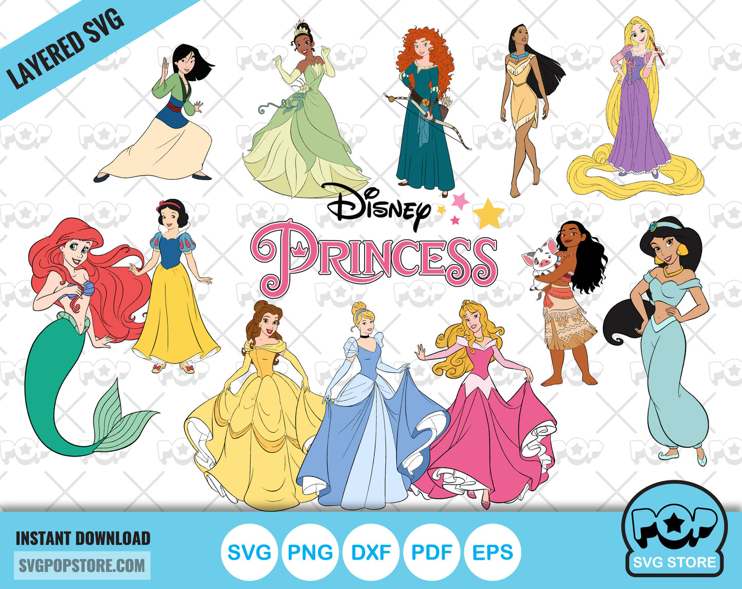 Classic Princesses clipart set, Disney Princess svg cut files for Cricut / Silhouette, Princess png