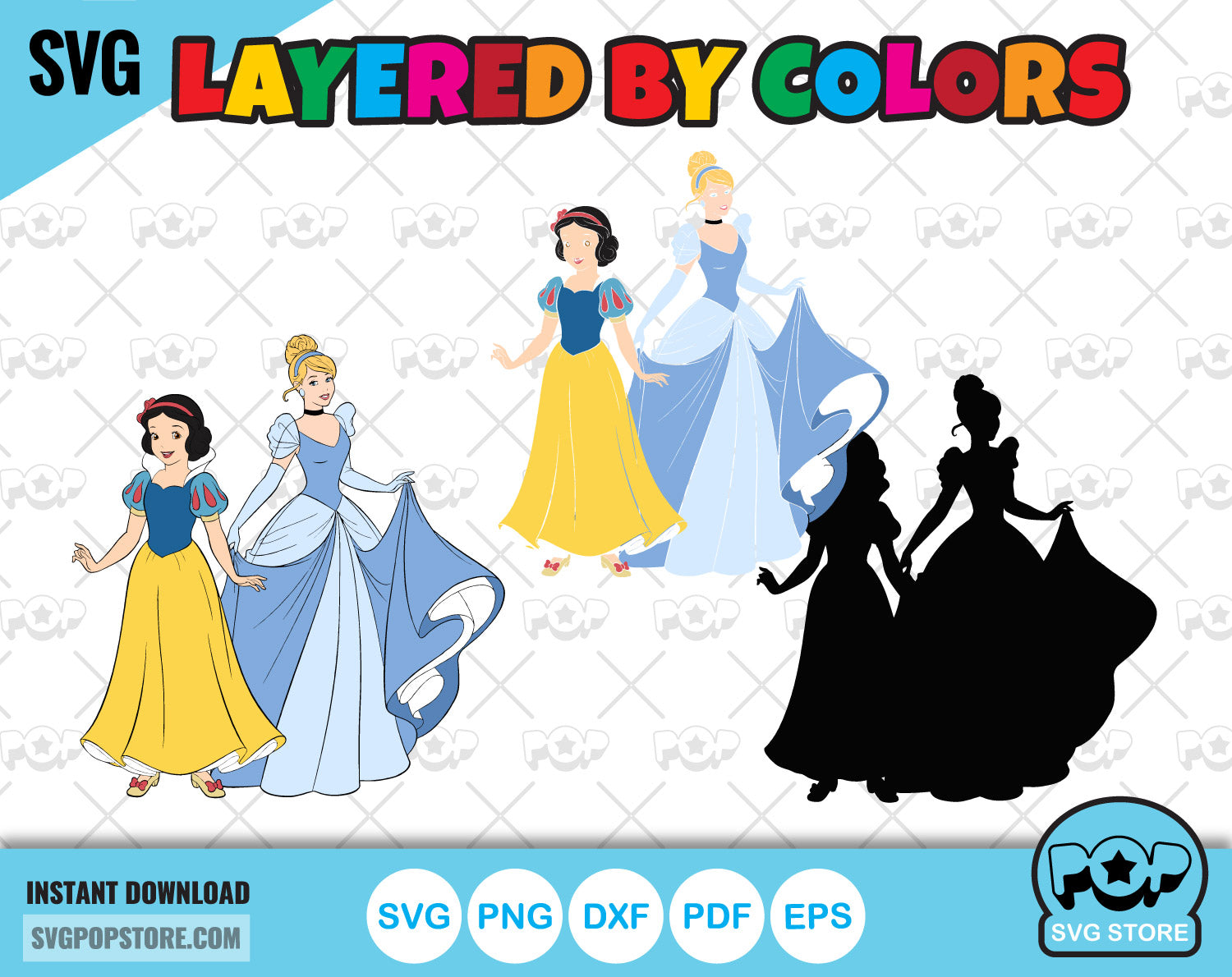 Classic Princesses clipart set, Disney Princess svg cut files for Cric ...