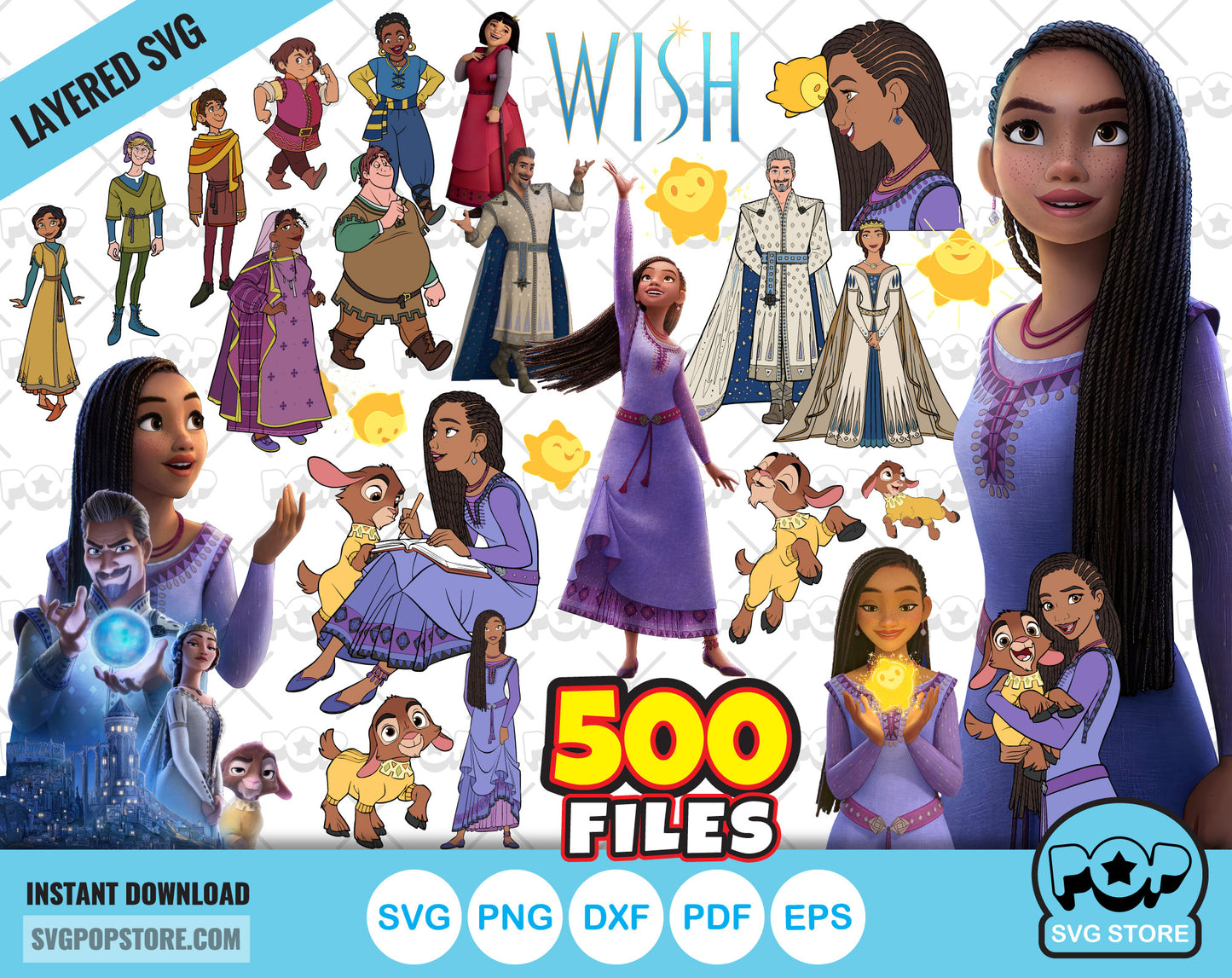 Wish clipart set, Disney Wish svg cut files for Cricut / Silhouette, Wish princess Asha svg, Wish png, dxf