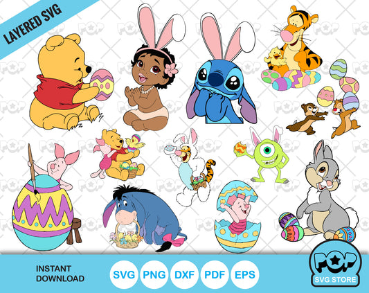 Disney Easter clipart bundle, Disney Easter SVG cut files for Cricut / Silhouette, PNG, DXF, instant download