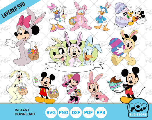 Mickey and Friends Easter clipart set, Disney Easter SVG cut files for Cricut / Silhouette, instant download