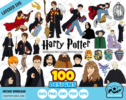 Harry Potter 100 cliparts bundle, SVG cut files for Cricut / Silhouette, PNG N1