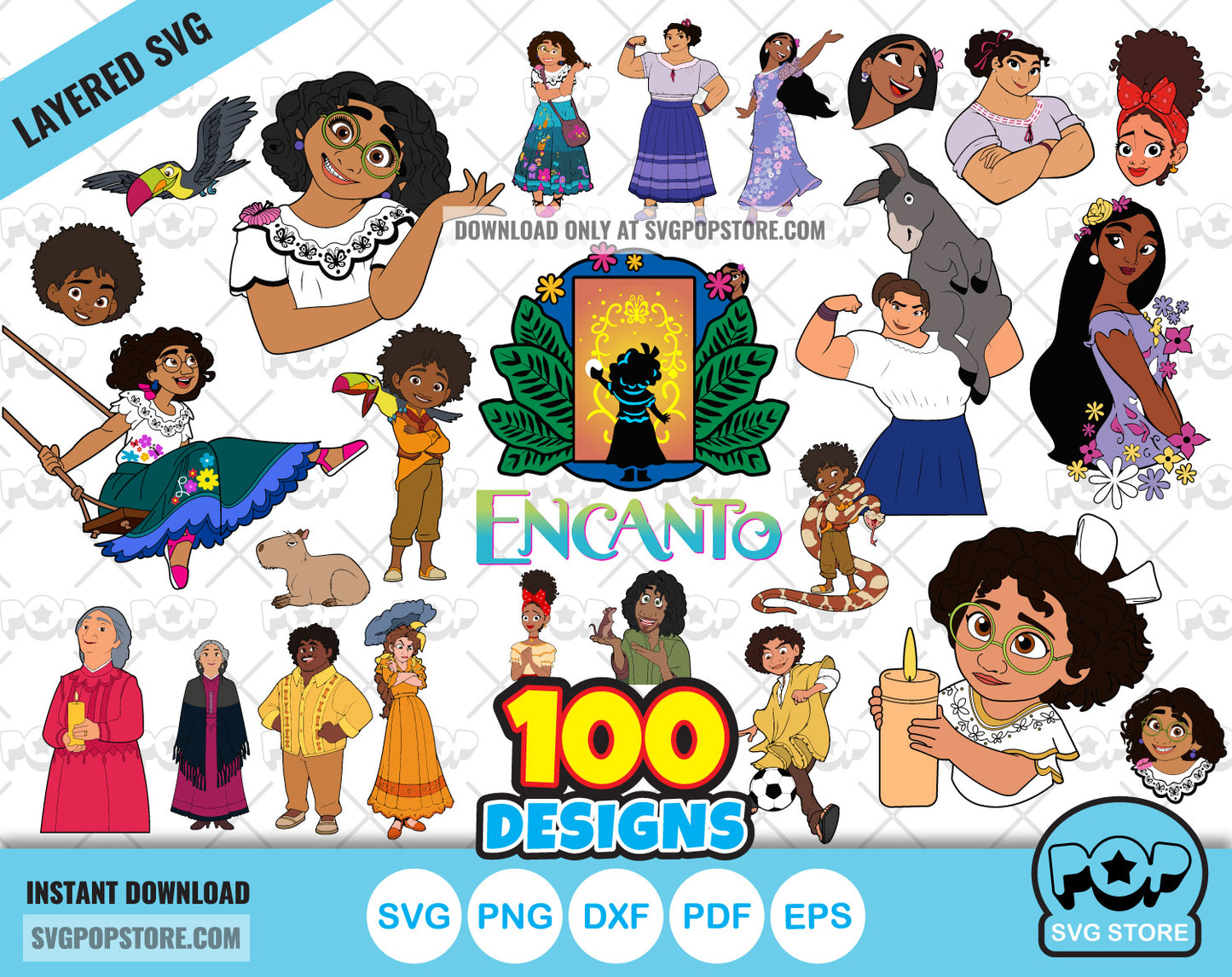 Disney Encanto 80 cliparts bundle, SVG cutting files for cricut silhouette, SVG, PNG, DXF, instant download