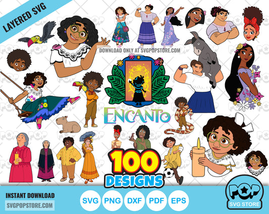Disney Encanto 80 cliparts bundle, SVG cutting files for cricut silhouette, SVG, PNG, DXF, instant download