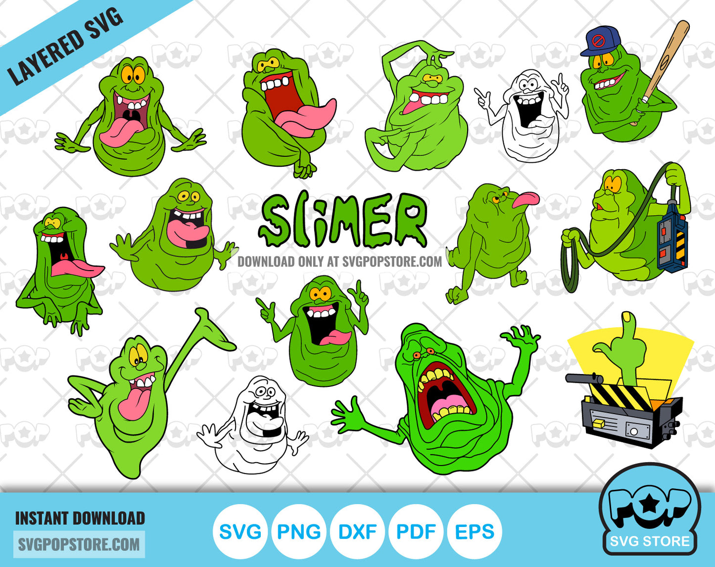 Ghostbusters Slimer clipart bundle, SVG cut files for Cricut / Silhouette, PNG DXF, instant download