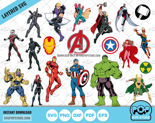 Marvel Avengers clipart set, Avengers svg cut files for Cricut / Silhouette, Avengers png N1