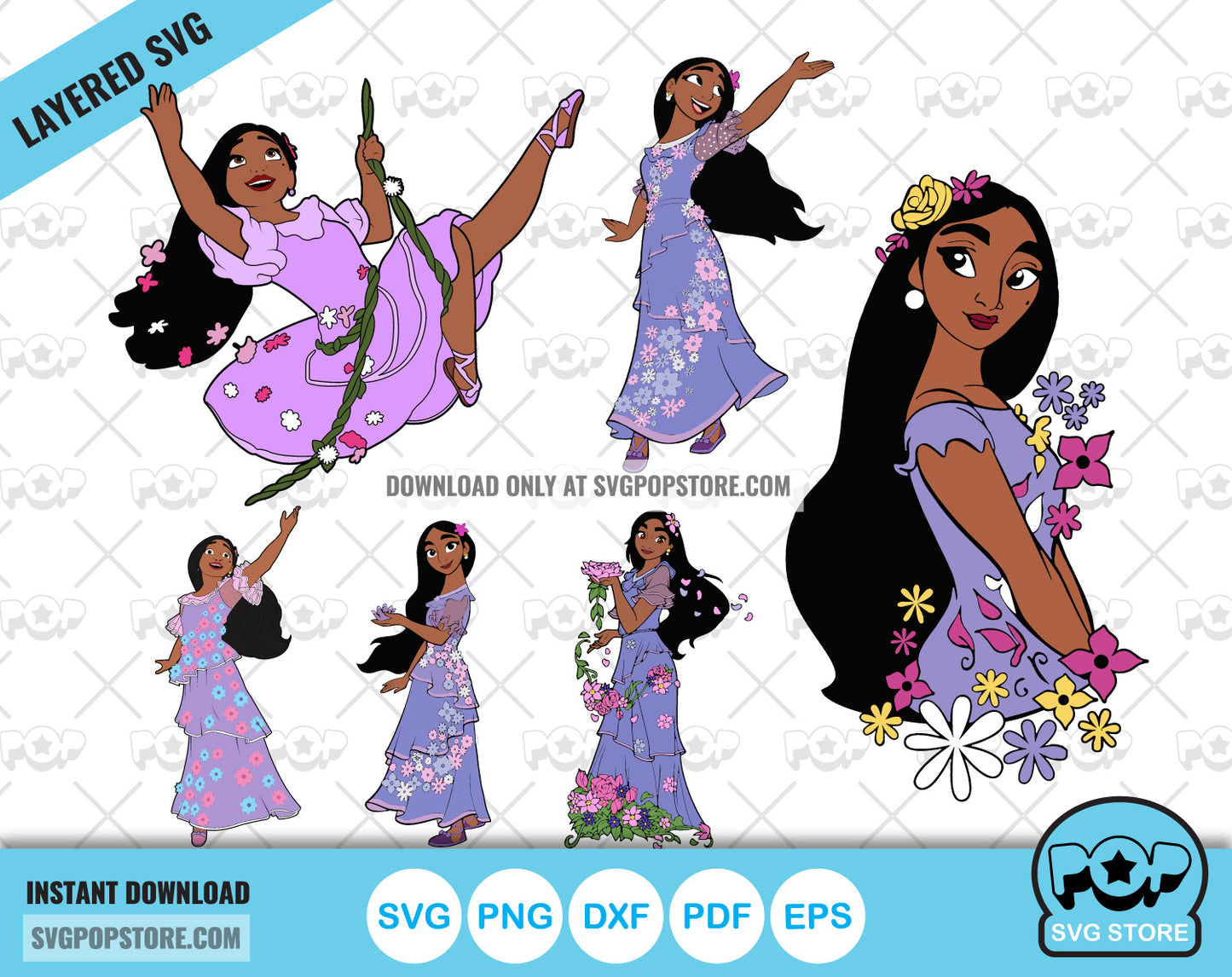 Disney Encanto - Isabela clipart set, SVG cut files for Cricut Silhouette, PNG DXF, instant download