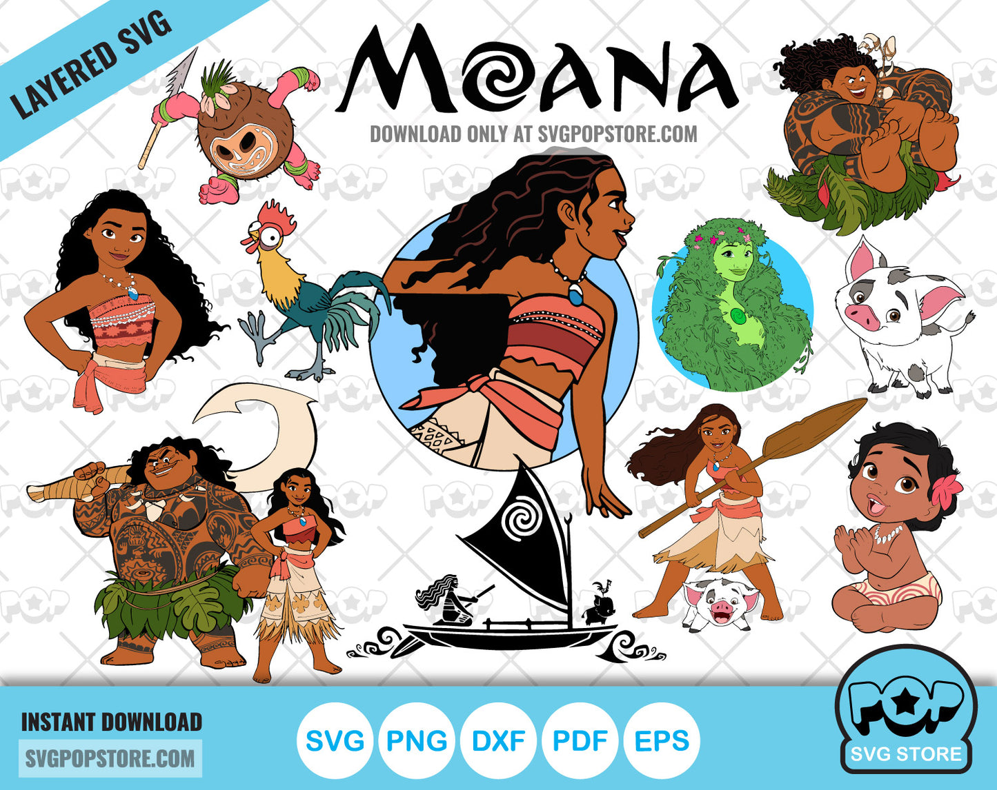 Moana clipart set, Moana svg cut files for Cricut / Silhouette, Moana png  N1