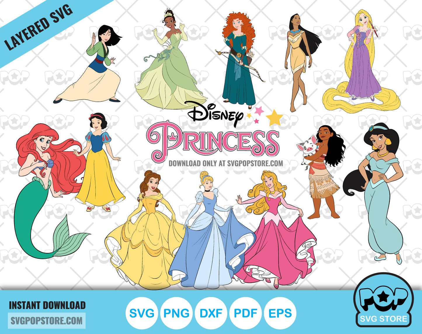Classic Princesses clipart set, Disney Princess svg cut files for Cricut / Silhouette, Princess png N1