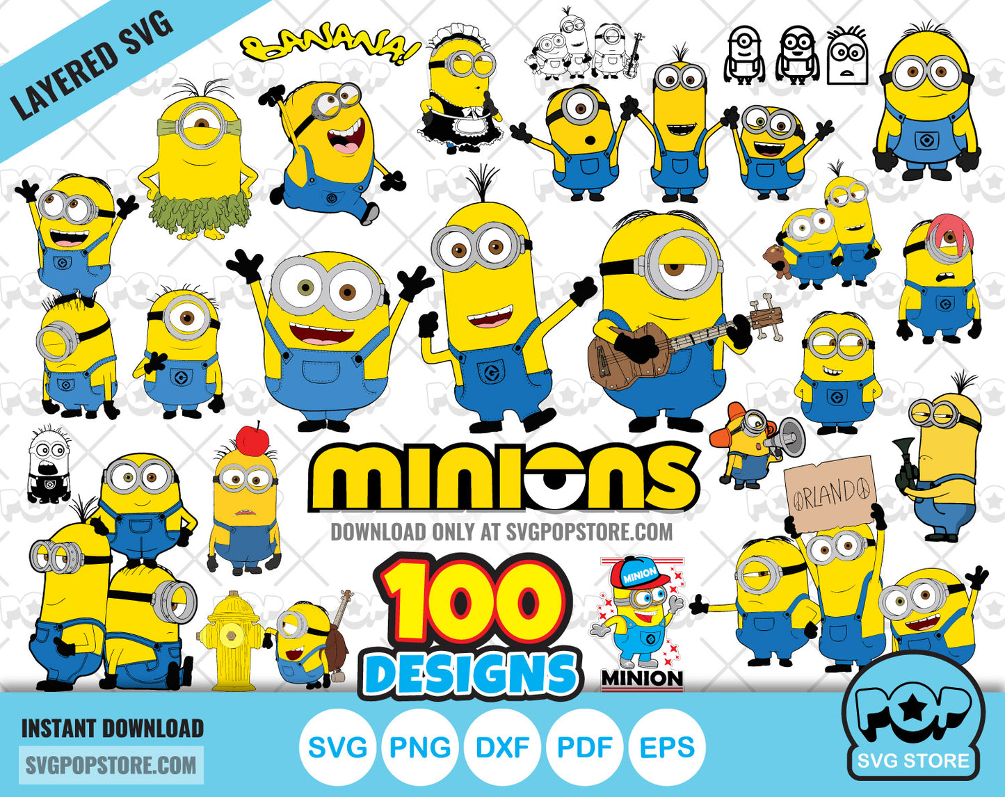 Minions clipart bundle, Minions SVG cut files for Cricut / Silhouette, PNG, DXF N1