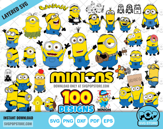Minions clipart bundle, Minions SVG cut files for Cricut / Silhouette, PNG, DXF N1