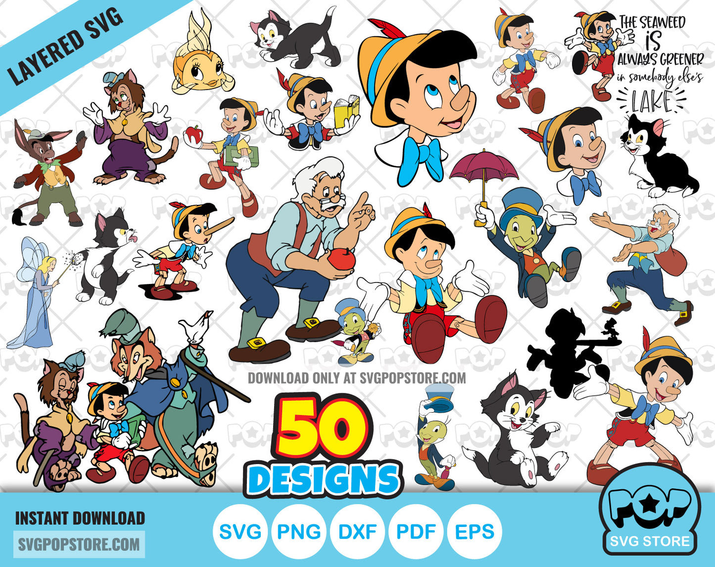 Pinocchio clipart bundle, Pinocchio SVG cut files for Cricut / Silhouette, PNG DXF N1