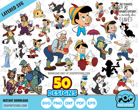 Pinocchio clipart bundle, Pinocchio SVG cut files for Cricut / Silhouette, PNG DXF N1