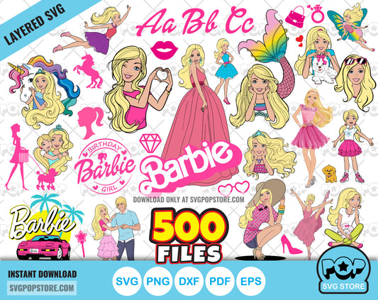 Barbie Big Bundle 500 clipart files + alphabet, Barbie svg cut files for Cricut / Silhouette, Barbie PNG  N1