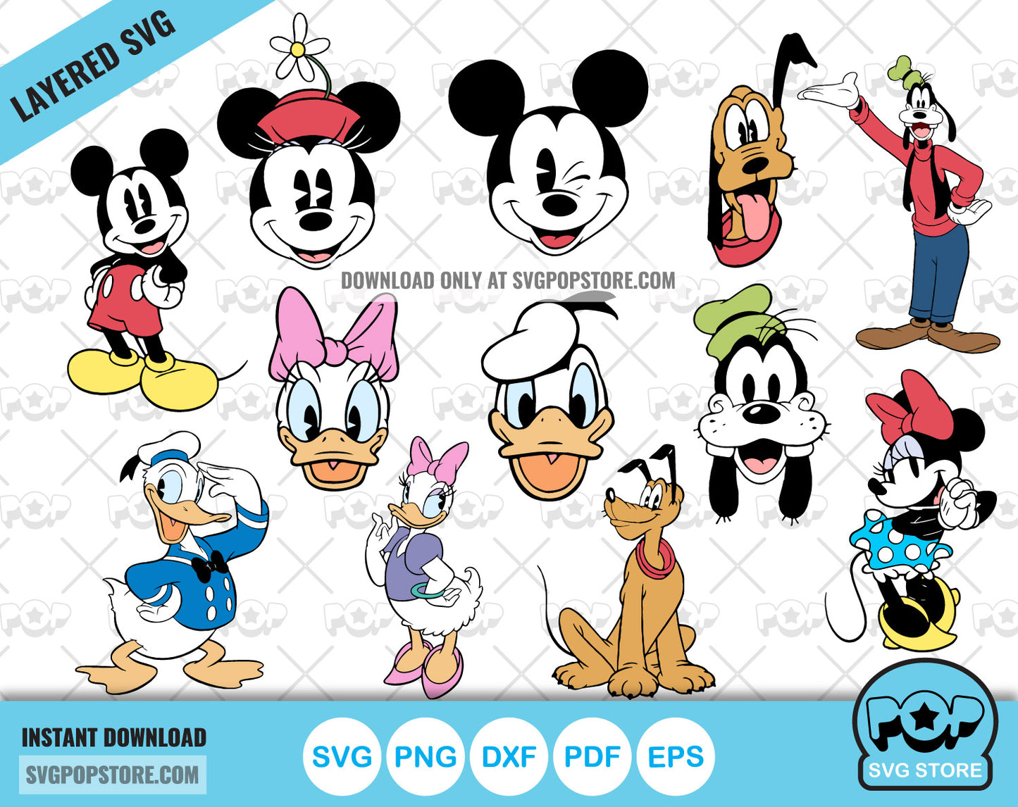 Classic Mickey and Friends clipart set, svg cut files for Cricut / Silhouette, Mickey & friends png N1