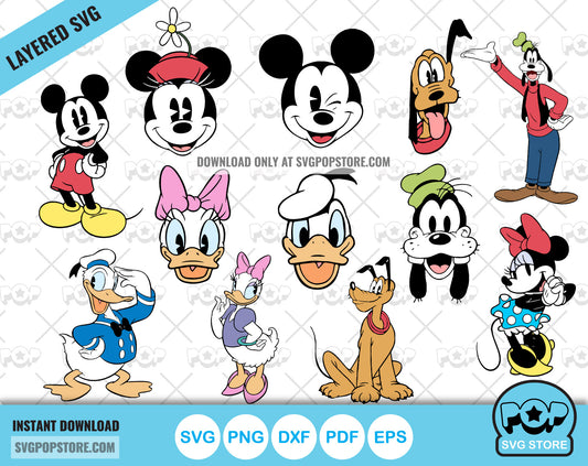 Classic Mickey and Friends clipart set, svg cut files for Cricut / Silhouette, Mickey & friends png N1