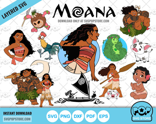 Moana clipart set, Moana svg cut files for Cricut / Silhouette, Moana png  N1