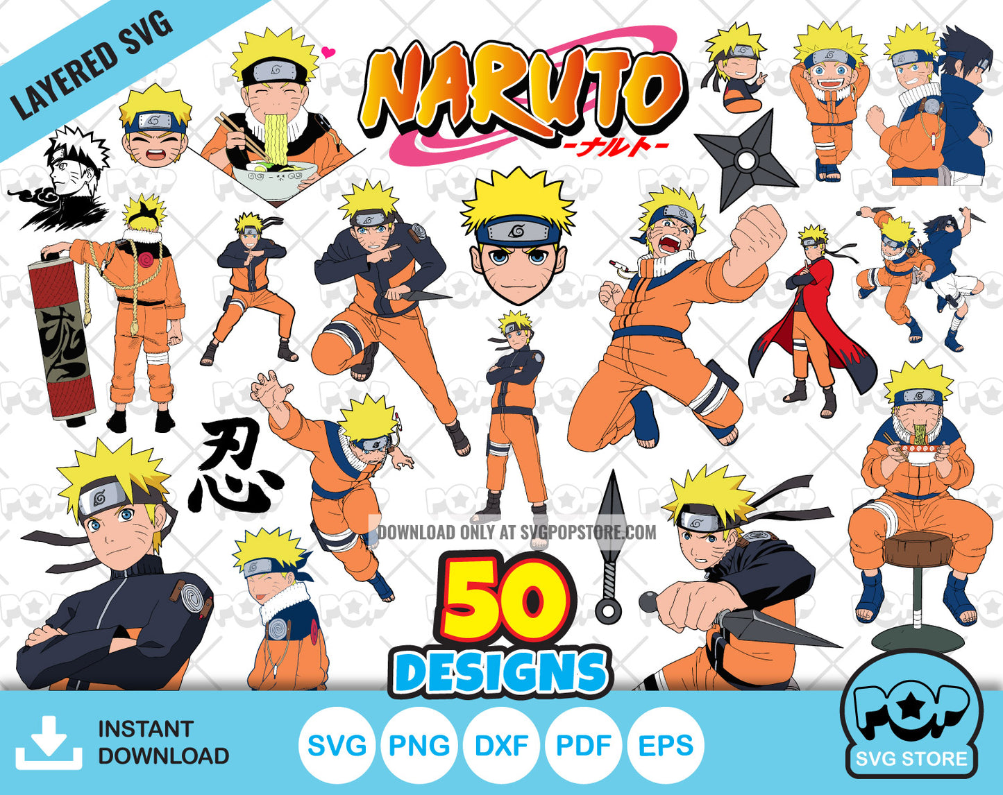 Naruto clipart set, Naruto SVG cut files for Cricut / Silhouette, SVG, PNG, DXF, instant download