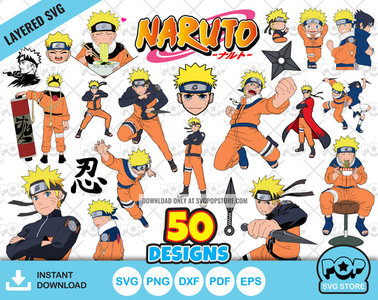 Naruto clipart set, Naruto SVG cut files for Cricut / Silhouette, SVG, PNG, DXF, instant download