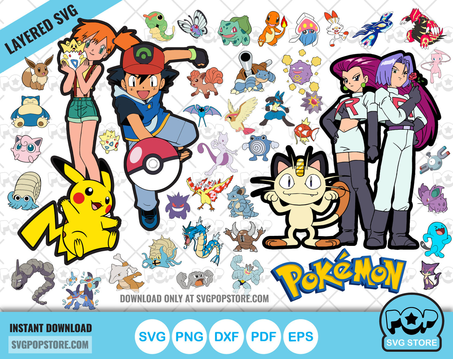 Pokemon 200+ cliparts bundle, SVG cut files for Cricut / Silhouette, PNG, DXF, instant download