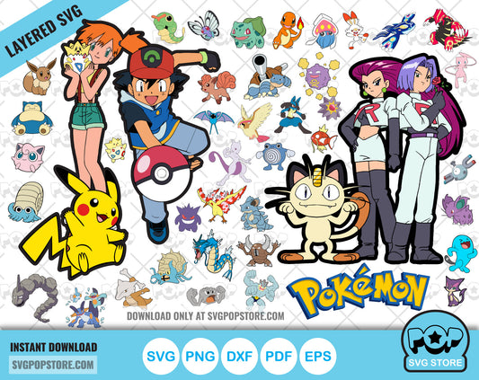 Pokemon 200+ cliparts bundle, SVG cut files for Cricut / Silhouette, PNG, DXF, instant download