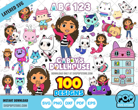 Gabby's Dollhouse 100 cliparts bundle + alphabet, Gabby Dollhouse svg cut files for Cricut / Silhouette, png files N1