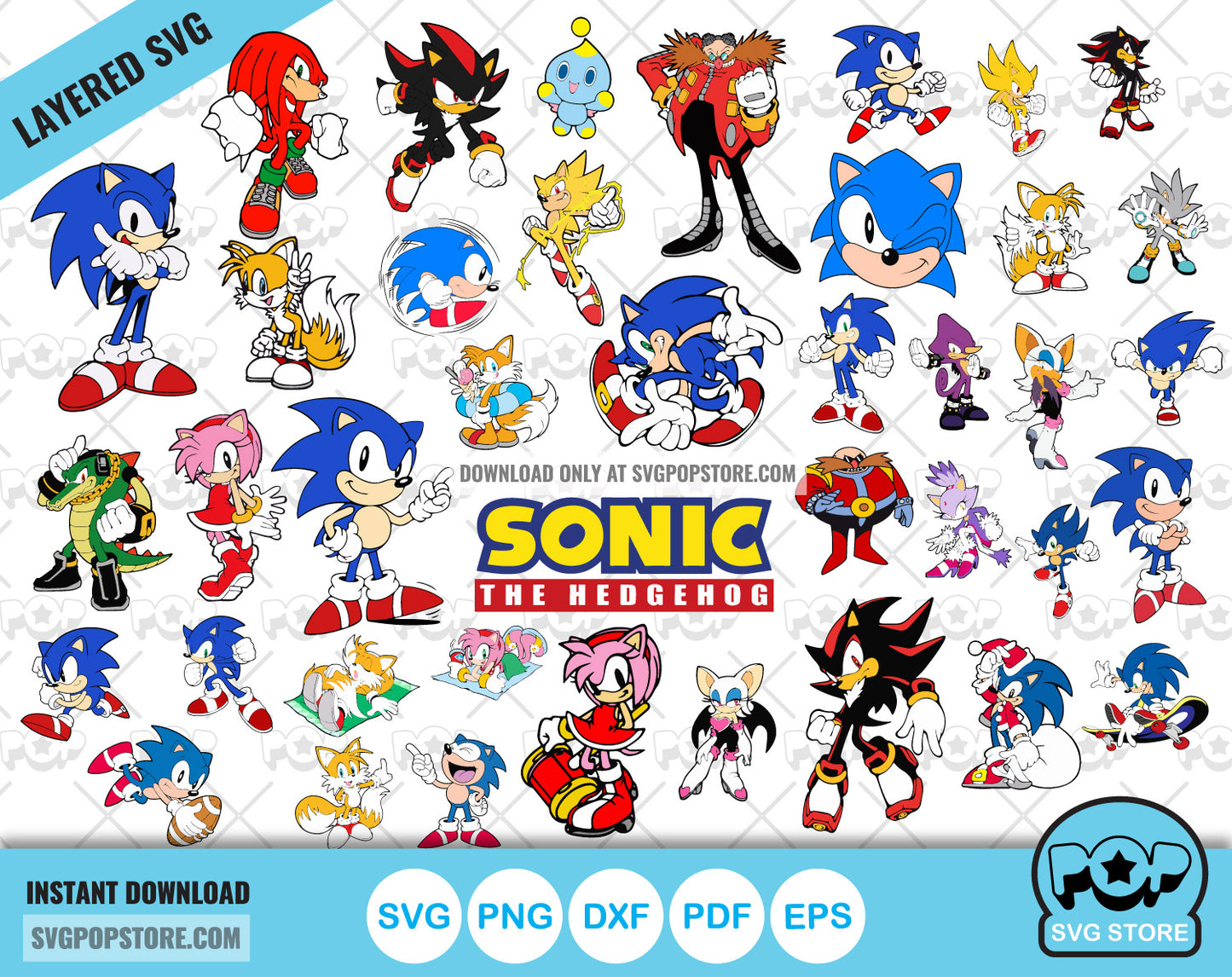 Sonic The Hedgehog 40 cliparts bundle, SVG cut files for Cricut / Silhouette, instant download