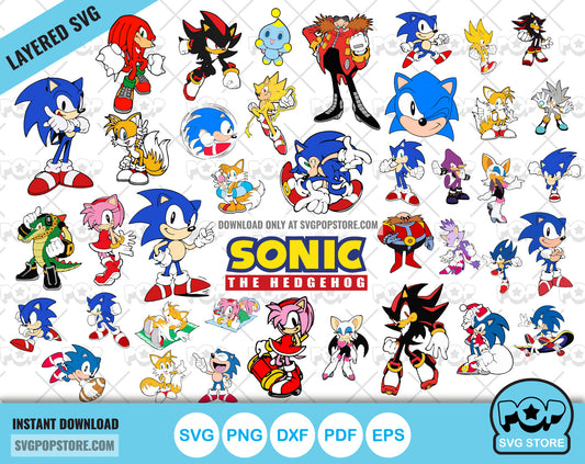 Sonic The Hedgehog 40 cliparts bundle, SVG cut files for Cricut / Silhouette, instant download